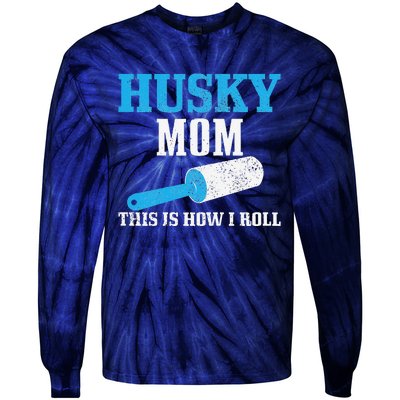 Womens Husky Mom Dog Hair Funny Siberian Husky Mama Tie-Dye Long Sleeve Shirt