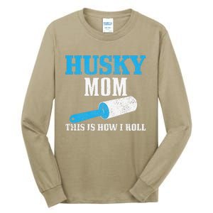 Womens Husky Mom Dog Hair Funny Siberian Husky Mama Tall Long Sleeve T-Shirt