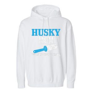 Womens Husky Mom Dog Hair Funny Siberian Husky Mama Garment-Dyed Fleece Hoodie