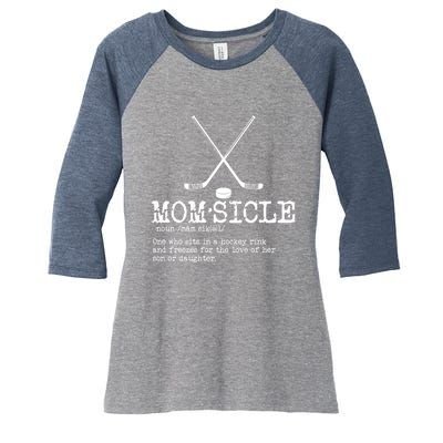 Wo Hockey Mom Momsicle Definition Mothers Day Women's Tri-Blend 3/4-Sleeve Raglan Shirt