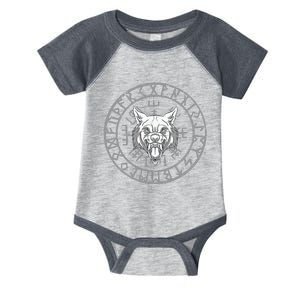 Wolf Head Nordic Rune Circle And Viking Symbols Infant Baby Jersey Bodysuit