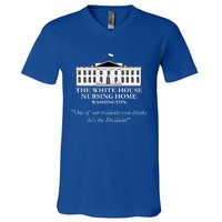 White House Nursing Home Funny Antibiden Political Joke Gift V-Neck T-Shirt