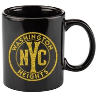 Washington Heights Nyc Circle Sign Distressed Amber Print 11oz C Handle Ceramic Mug