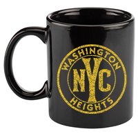 Washington Heights Nyc Circle Sign Distressed Amber Print 11oz C Handle Ceramic Mug