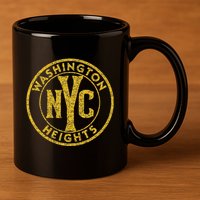 Washington Heights Nyc Circle Sign Distressed Amber Print 11oz C Handle Ceramic Mug