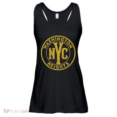 Washington Heights Nyc Circle Sign Distressed Amber Print Ladies Essential Flowy Tank