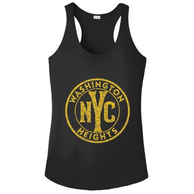 Washington Heights Nyc Circle Sign Distressed Amber Print Ladies PosiCharge Competitor Racerback Tank