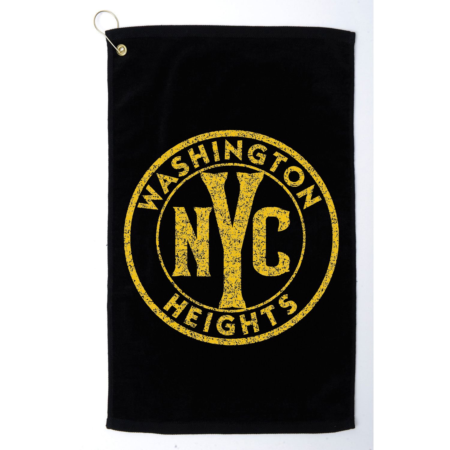 Washington Heights Nyc Circle Sign Distressed Amber Print Golf Towel
