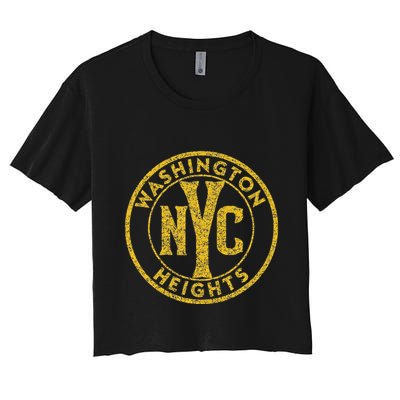 Washington Heights Nyc Circle Sign Distressed Amber Print Crop Top