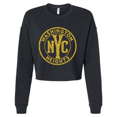 Washington Heights Nyc Circle Sign Distressed Amber Print Cropped Pullover Crew