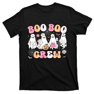 Women Halloween Nurse Groovy Boo Boo Crew Nurse Funny Ghost Gift T-Shirt