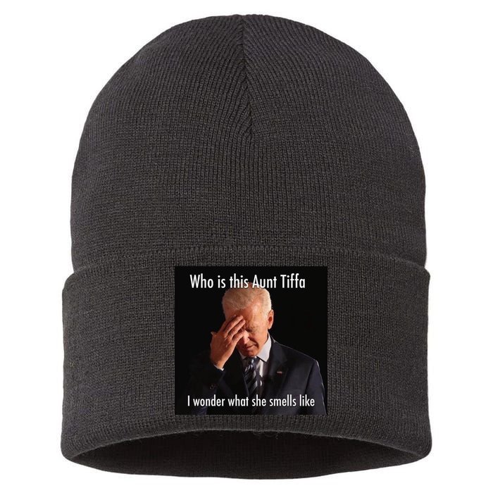 Who is Aunt Tiffa Joe Biden Funny Meme Sustainable Knit Beanie