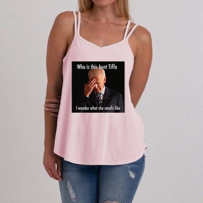 Who is Aunt Tiffa Joe Biden Funny Meme Women's Strappy Tank