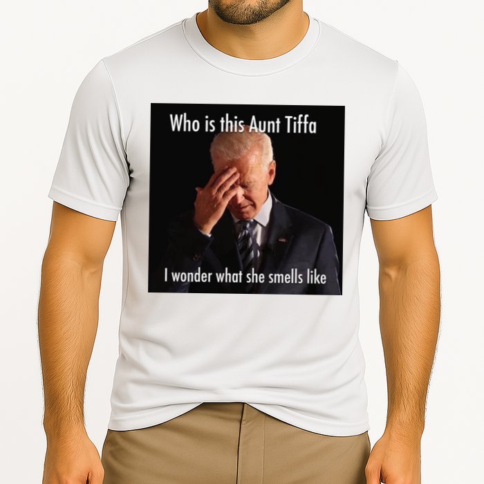 Who is Aunt Tiffa Joe Biden Funny Meme Cooling Performance Crew T-Shirt