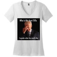 Who is Aunt Tiffa Joe Biden Funny Meme Women's V-Neck T-Shirt