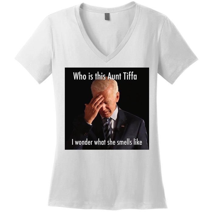 Who is Aunt Tiffa Joe Biden Funny Meme Women's V-Neck T-Shirt