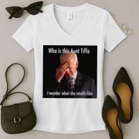 Who is Aunt Tiffa Joe Biden Funny Meme Women's V-Neck T-Shirt