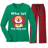 Who Let The Dog Out Dogecoin Women's Long Sleeve Flannel Pajama Set 