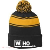 Who M.D. Stripe Pom Pom Beanie