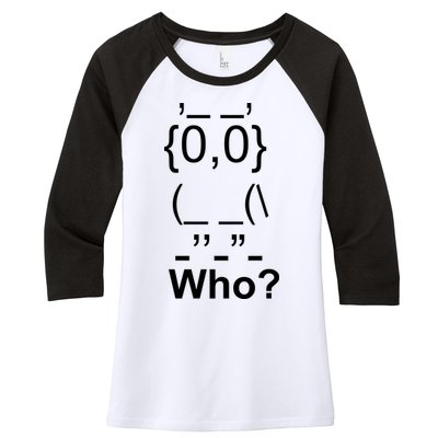 Who Owl Women's Tri-Blend 3/4-Sleeve Raglan Shirt