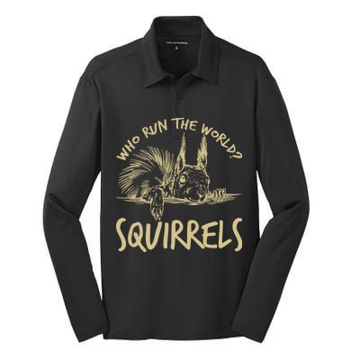  Who Run The World Squirrels Silk Touch Performance Long Sleeve Polo