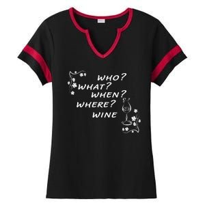 Who What When Where Wine Ladies Halftime Notch Neck Tee