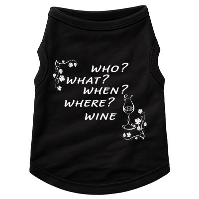 Who What When Where Wine Doggie Tank