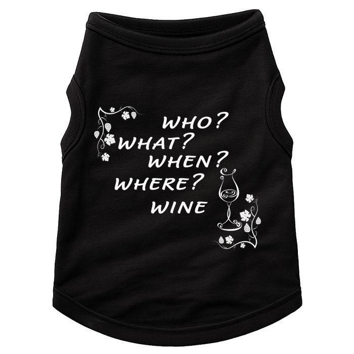Who What When Where Wine Doggie Tank