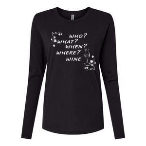 Who What When Where Wine Womens Cotton Relaxed Long Sleeve T-Shirt