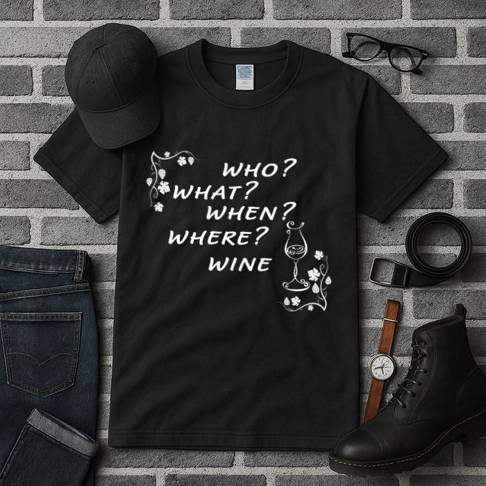 Who What When Where Wine Tall T-Shirt