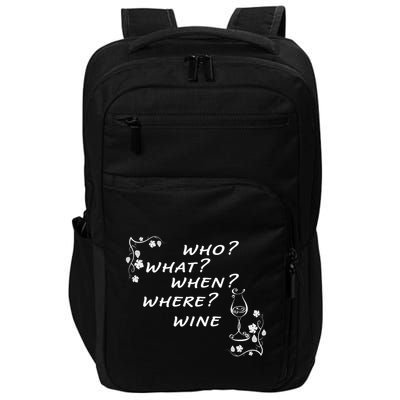 Who What When Where Wine Impact Tech Backpack