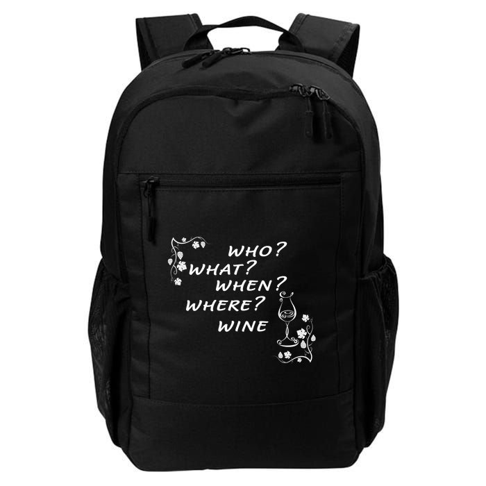 Who What When Where Wine Backpack