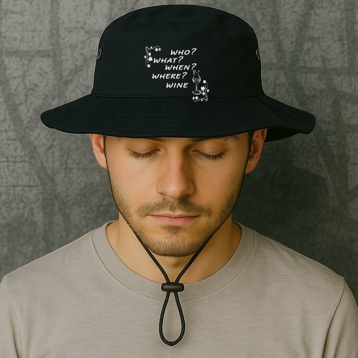 Who What When Where Wine Bucket Hat