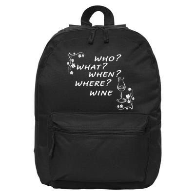 Who What When Where Wine 16 in Basic Backpack