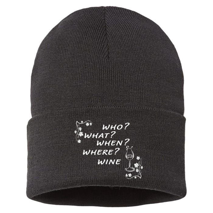 Who What When Where Wine Sustainable Knit Beanie