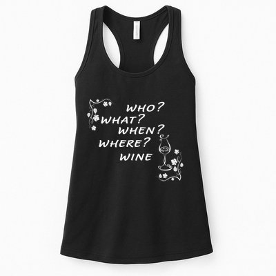 Who What When Where Wine Womens Tank Top