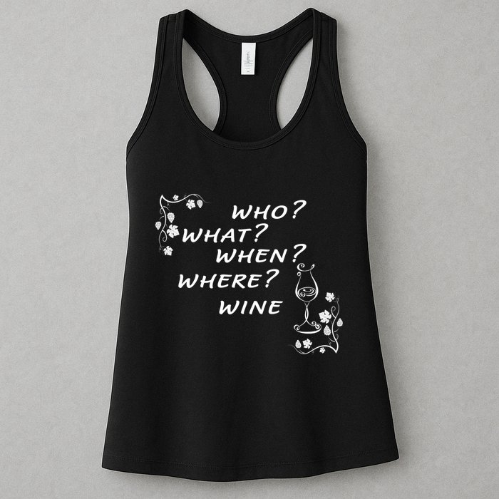 Who What When Where Wine Womens Tank Top