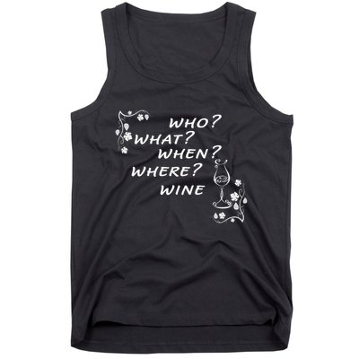 Who What When Where Wine Tank Top