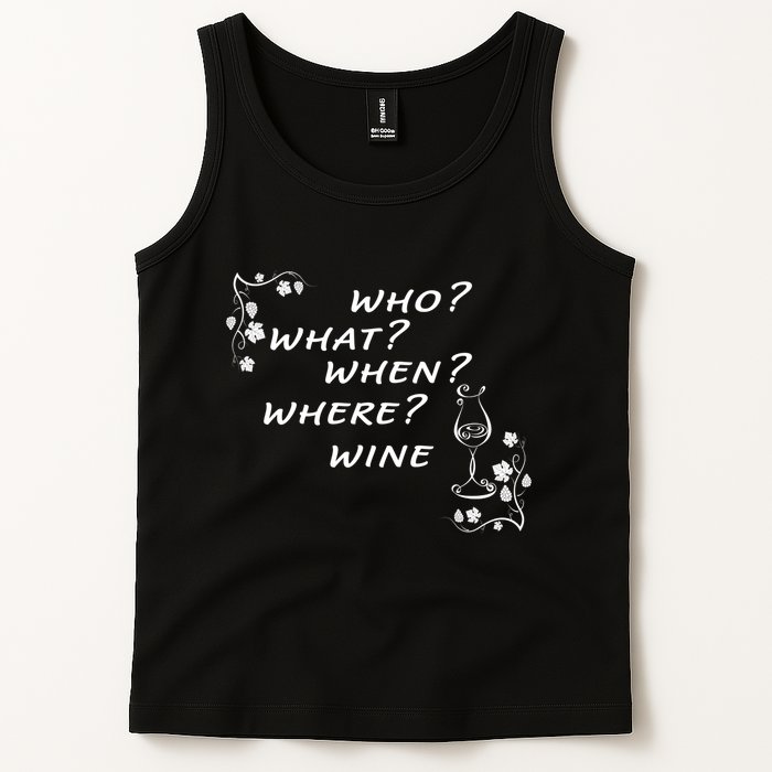 Who What When Where Wine Tank Top