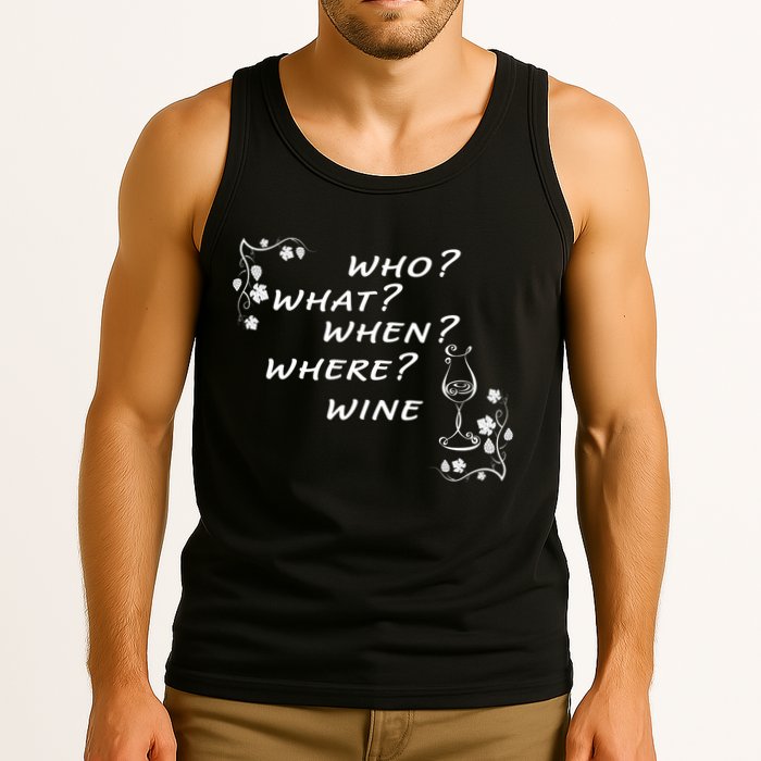 Who What When Where Wine Tank Top