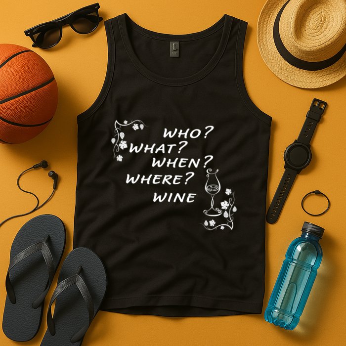 Who What When Where Wine Tank Top