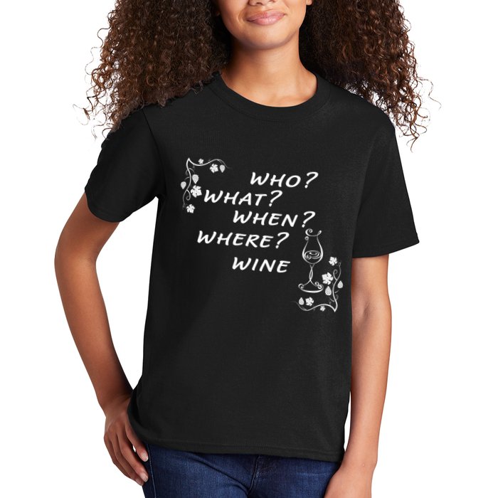 Who What When Where Wine Kids T-Shirt