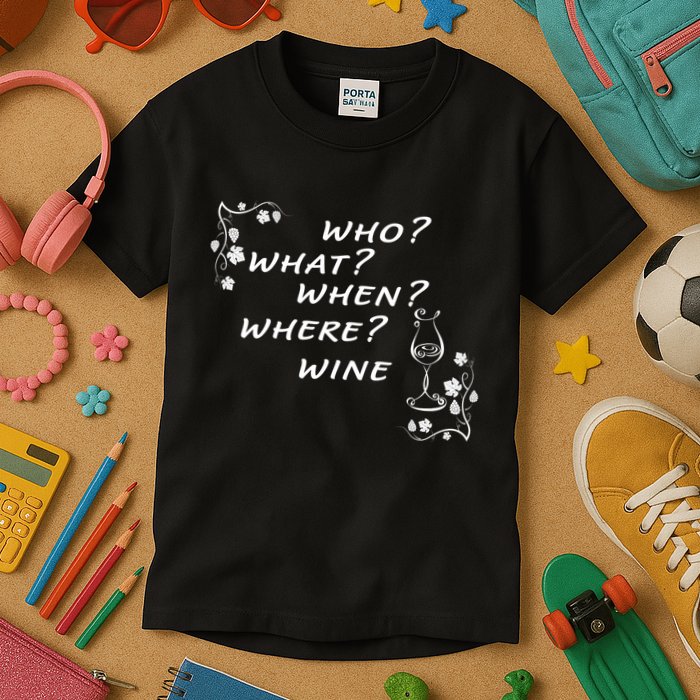 Who What When Where Wine Kids T-Shirt
