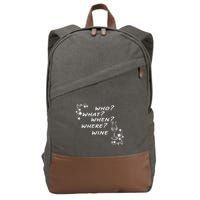 Who What When Where Wine Cotton Canvas Backpack