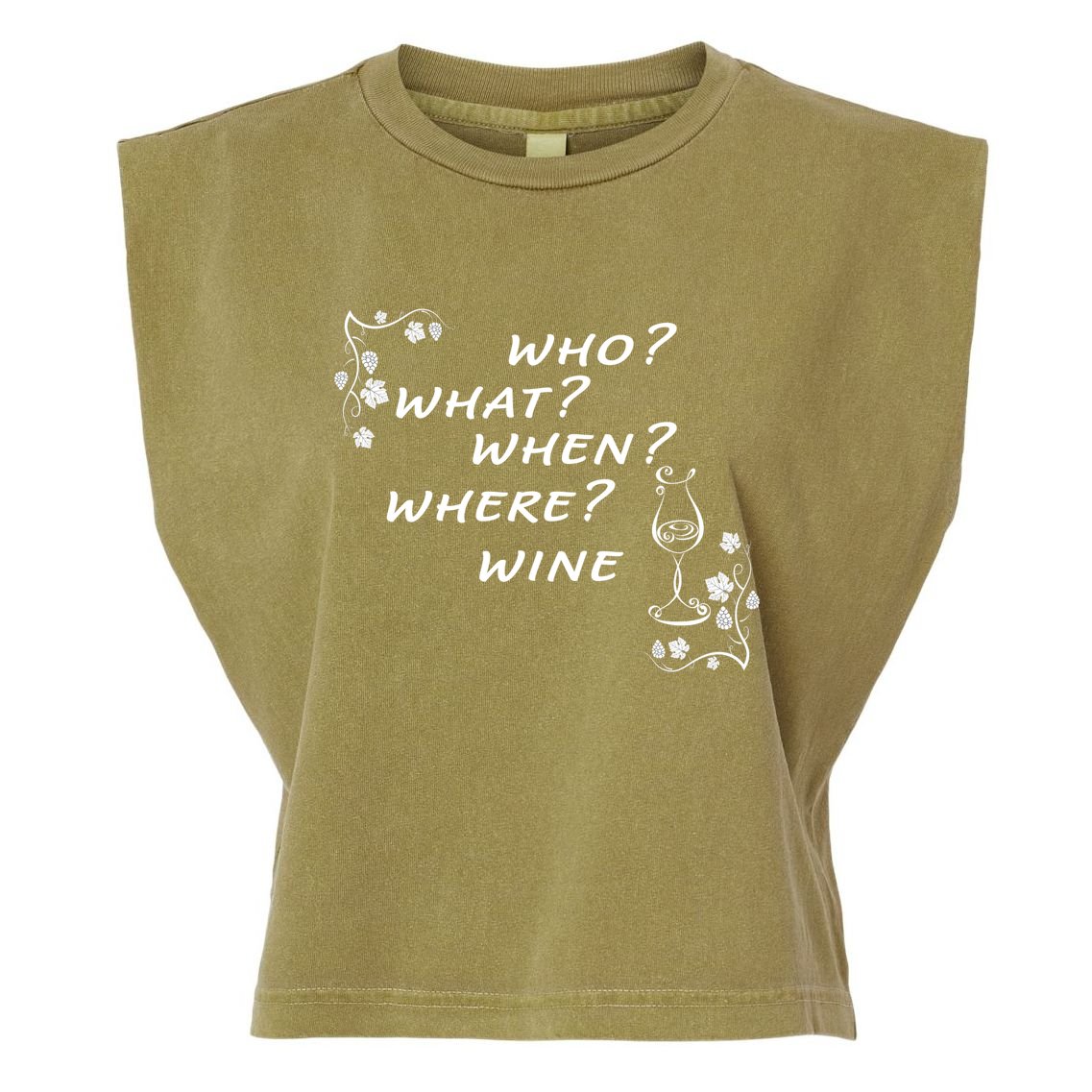 Who What When Where Wine Garment-Dyed Women's Muscle Tee