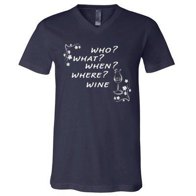 Who What When Where Wine V-Neck T-Shirt