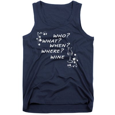 Who What When Where Wine Tank Top