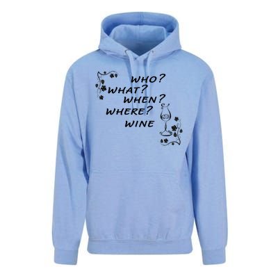 Who What When Where Wine Unisex Surf Hoodie