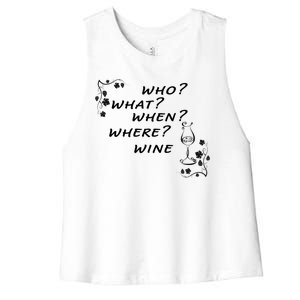 Who What When Where Wine Women's Racerback Cropped Tank