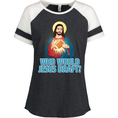 Who Would Jesus Draft1 Enza Ladies Jersey Colorblock Tee